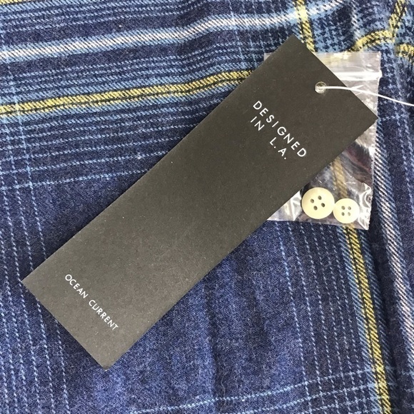 New! Ocean Current Plaid Flannel Button Down Long Sleeve Shirt - Picture 10 of 11